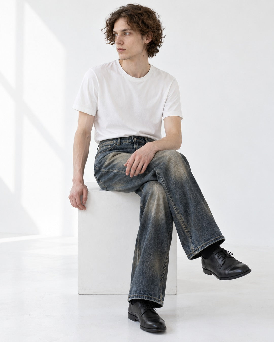 Rust-Wash Bootcut Jeans