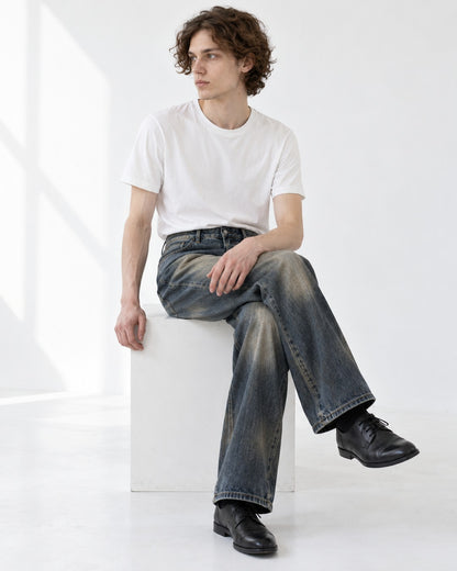 Rust-Wash Bootcut Jeans