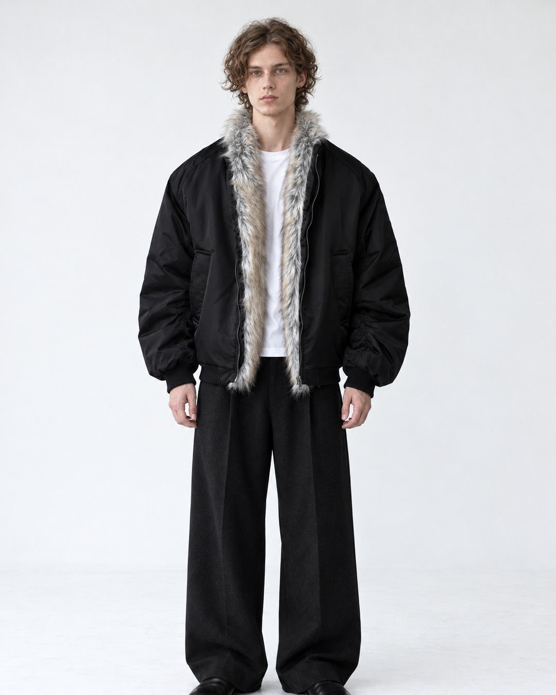 Shawl Collar Padded Bomber Jacket