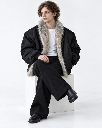 Shawl Collar Padded Bomber Jacket