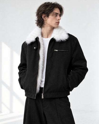 Snap-Tab Collar Zip-Front Jacket