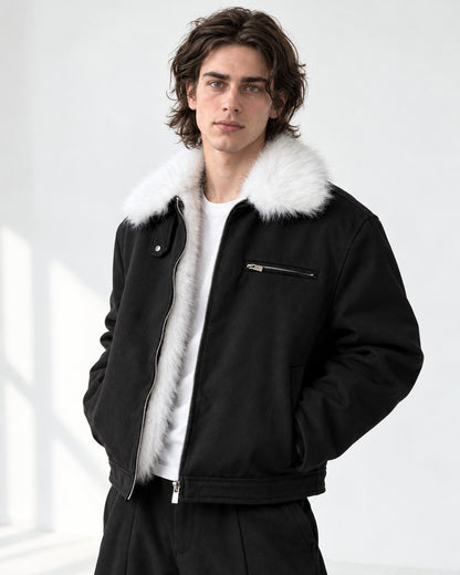 Snap-Tab Collar Zip-Front Jacket