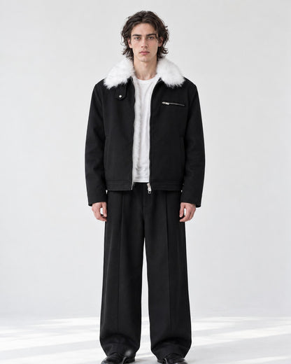Snap-Tab Collar Zip-Front Jacket