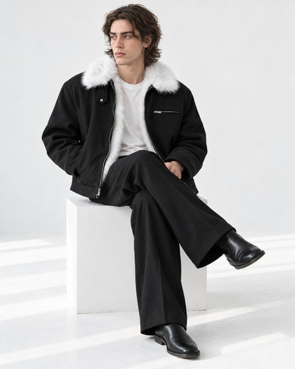 Snap-Tab Collar Zip-Front Jacket