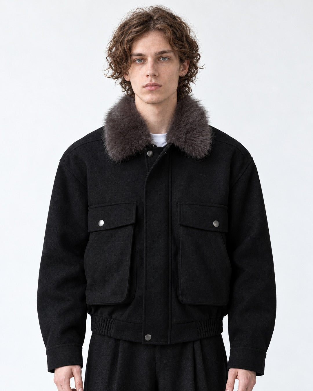 Stand-Collar Chest-Pocket Jacket