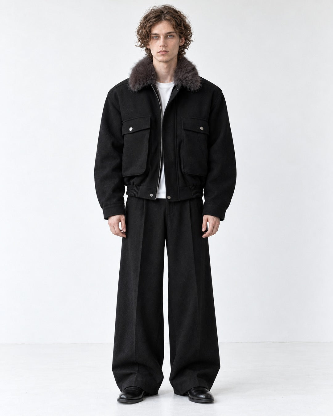 Stand-Collar Chest-Pocket Jacket