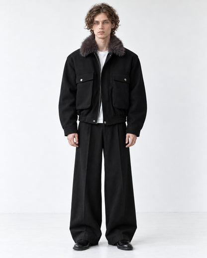 Stand-Collar Chest-Pocket Jacket