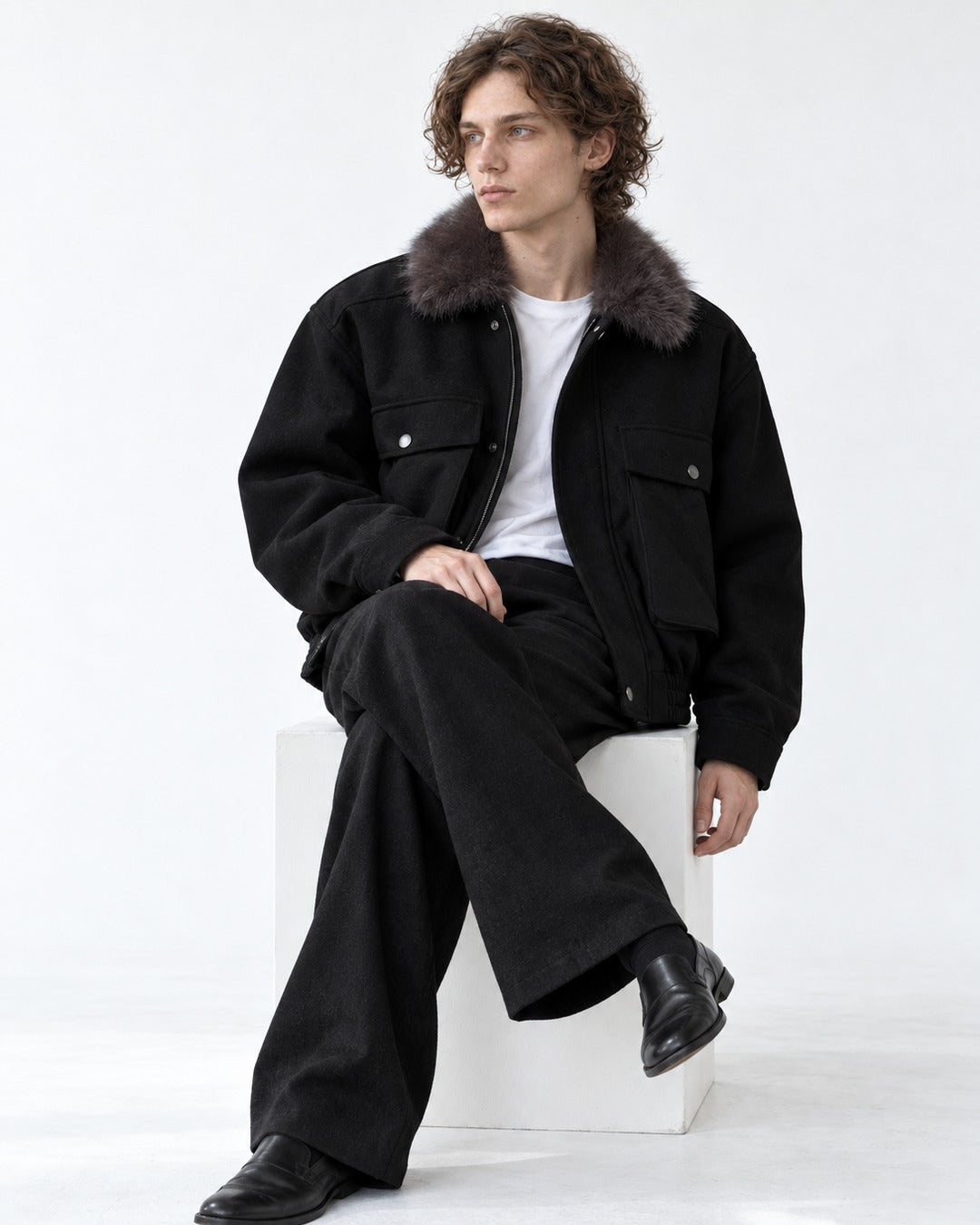 Stand-Collar Chest-Pocket Jacket