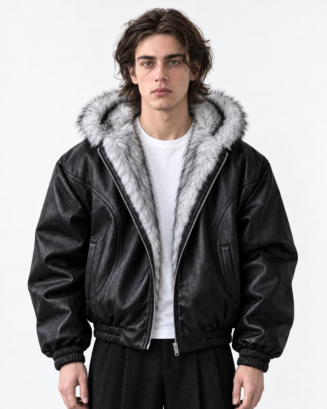 Hooded Zip Bomber Jacket