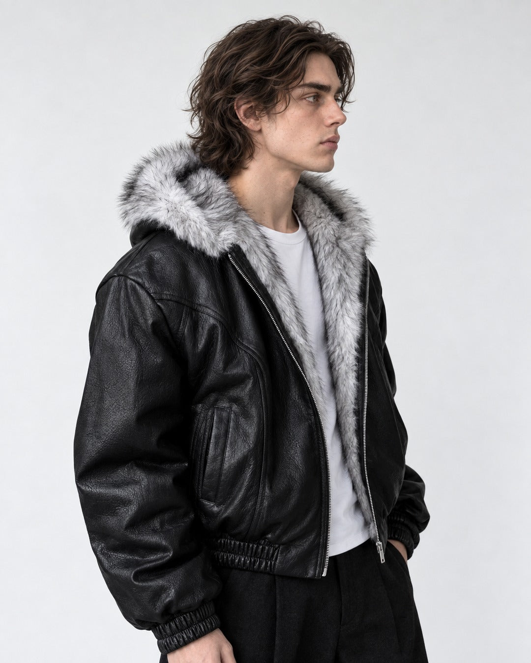 Hooded Zip Bomber Jacket