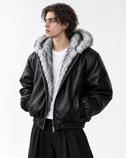 Hooded Zip Bomber Jacket