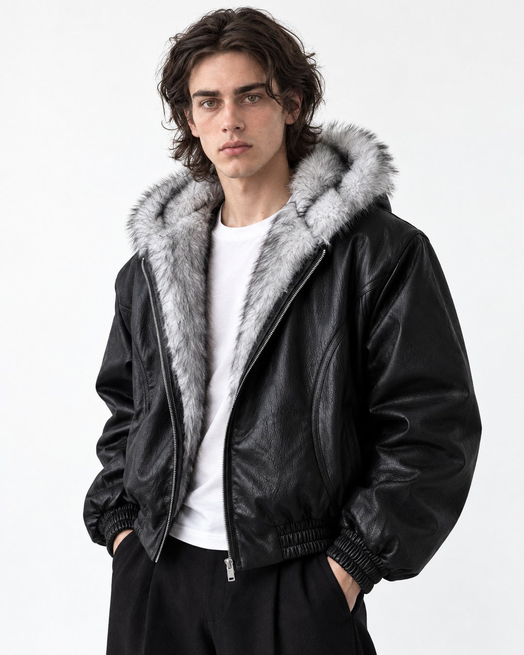 Hooded Zip Bomber Jacket
