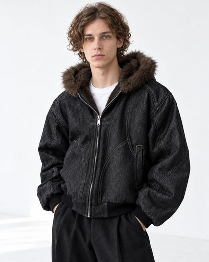 Hooded Curved-Panel Jacket