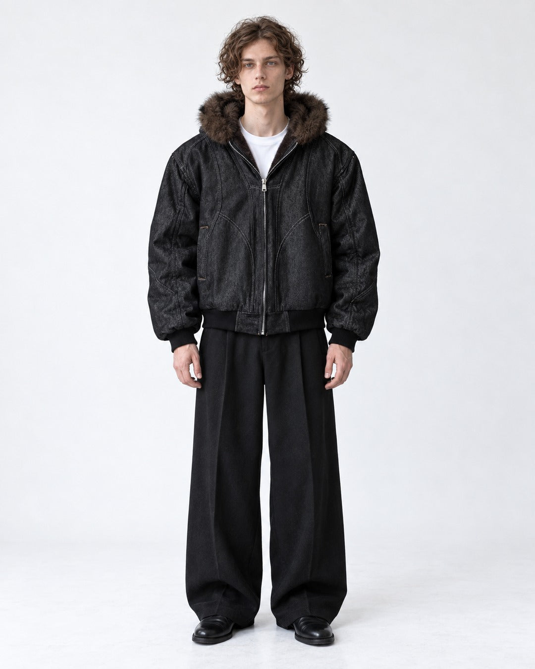 Hooded Curved-Panel Jacket