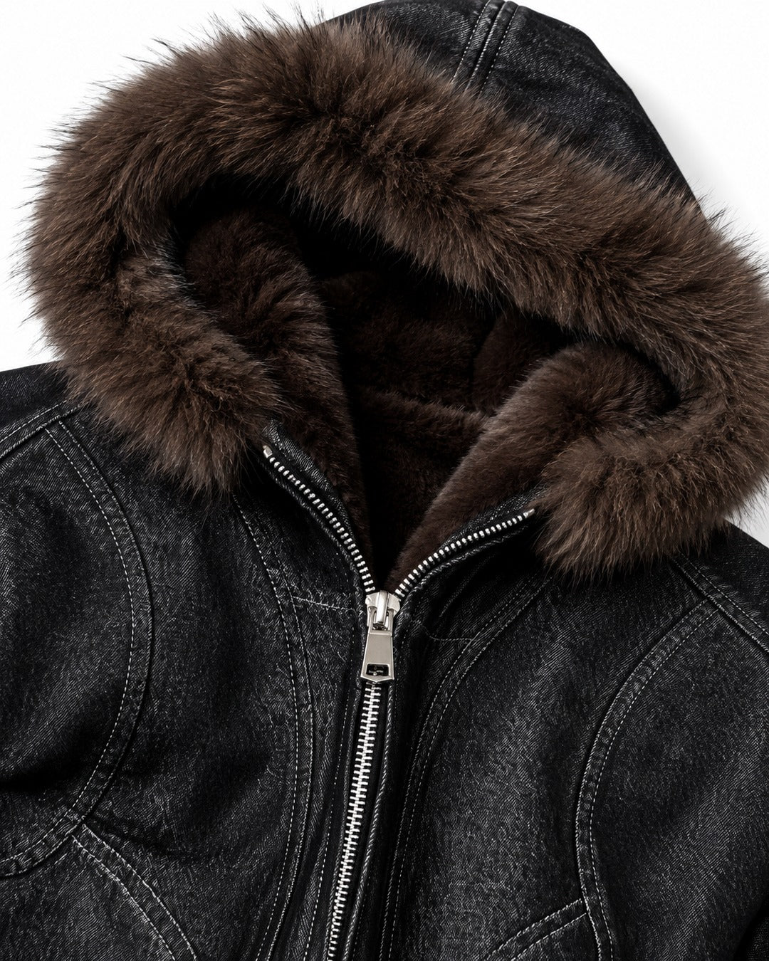 Hooded Curved-Panel Jacket