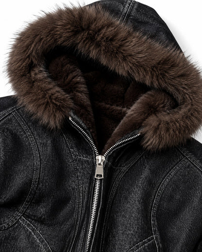 Hooded Curved-Panel Jacket