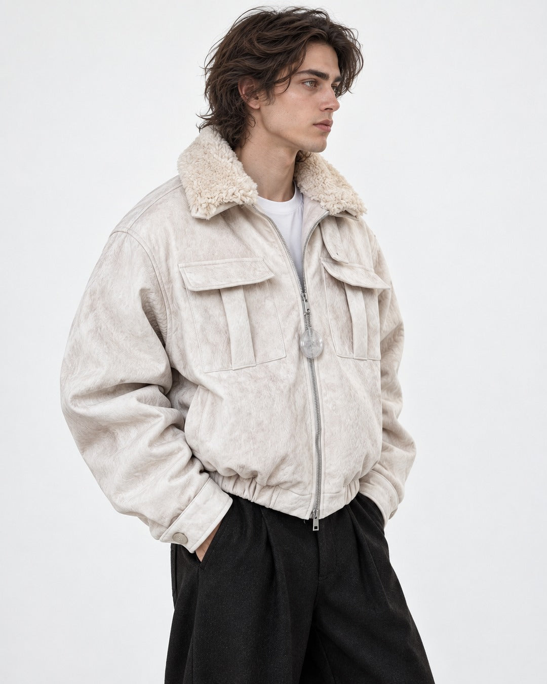 Flap Pocket Cropped Jacket
