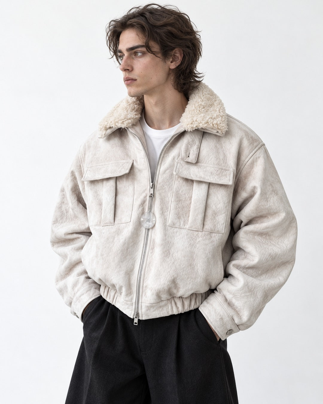 Flap Pocket Cropped Jacket