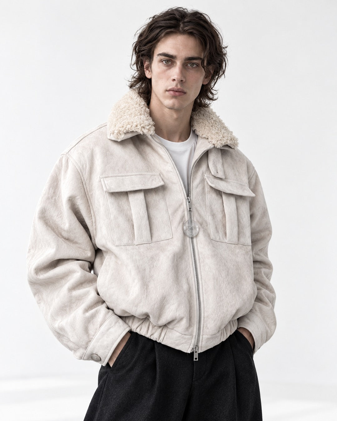 Flap Pocket Cropped Jacket