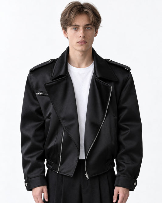 Epaulette Asymmetric-Zip Moto Jacket