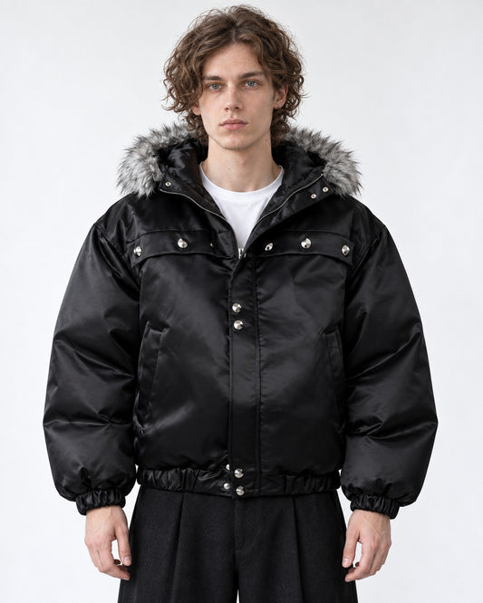 Fur-Trim Hooded Jacket