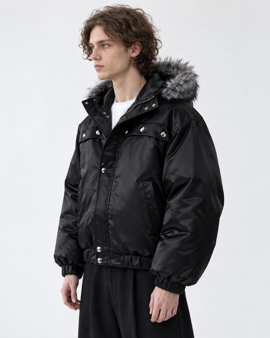 Fur-Trim Hooded Jacket