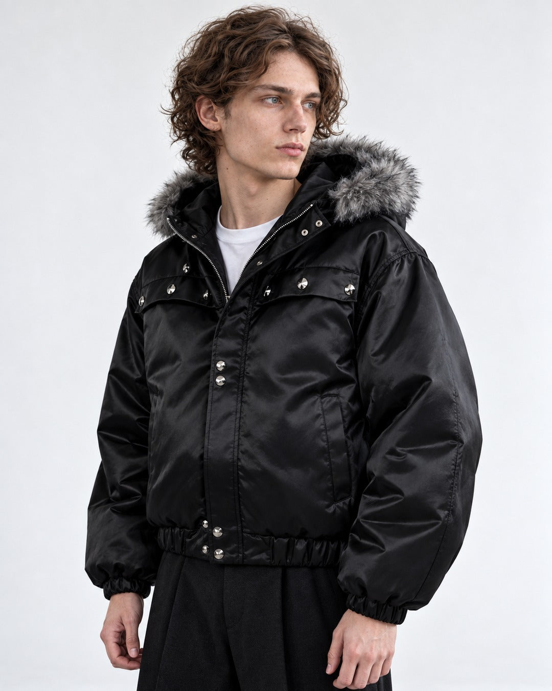 Fur-Trim Hooded Jacket