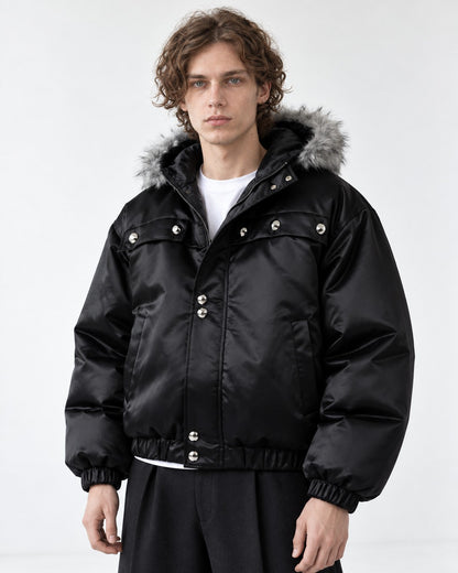 Fur-Trim Hooded Jacket