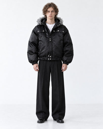 Fur-Trim Hooded Jacket