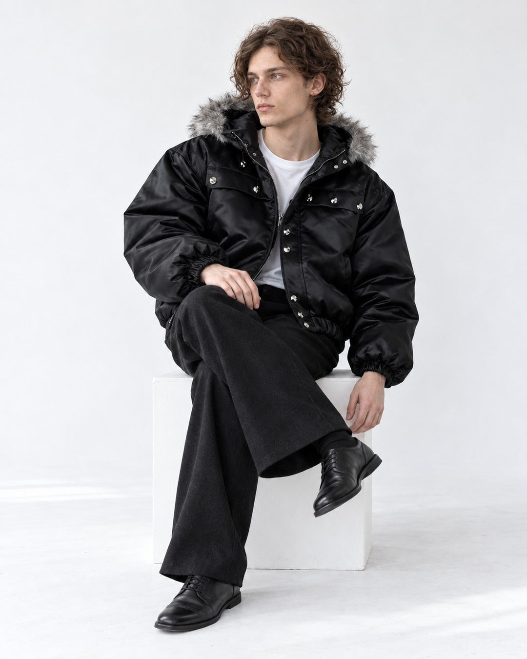 Fur-Trim Hooded Jacket