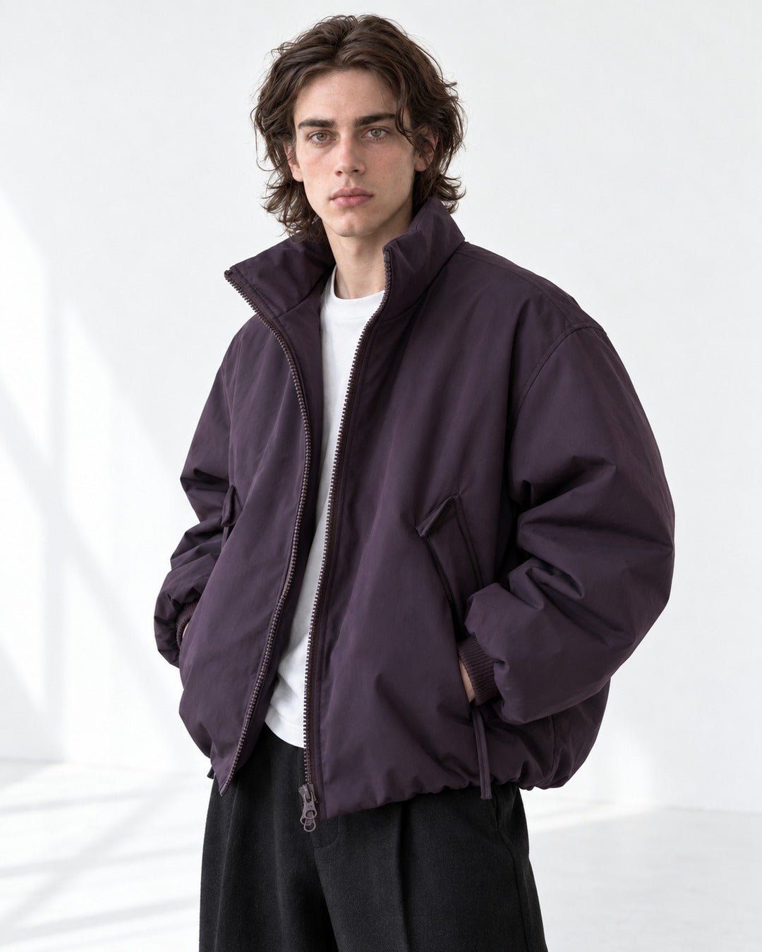 Stand Collar Drawstring Jacket