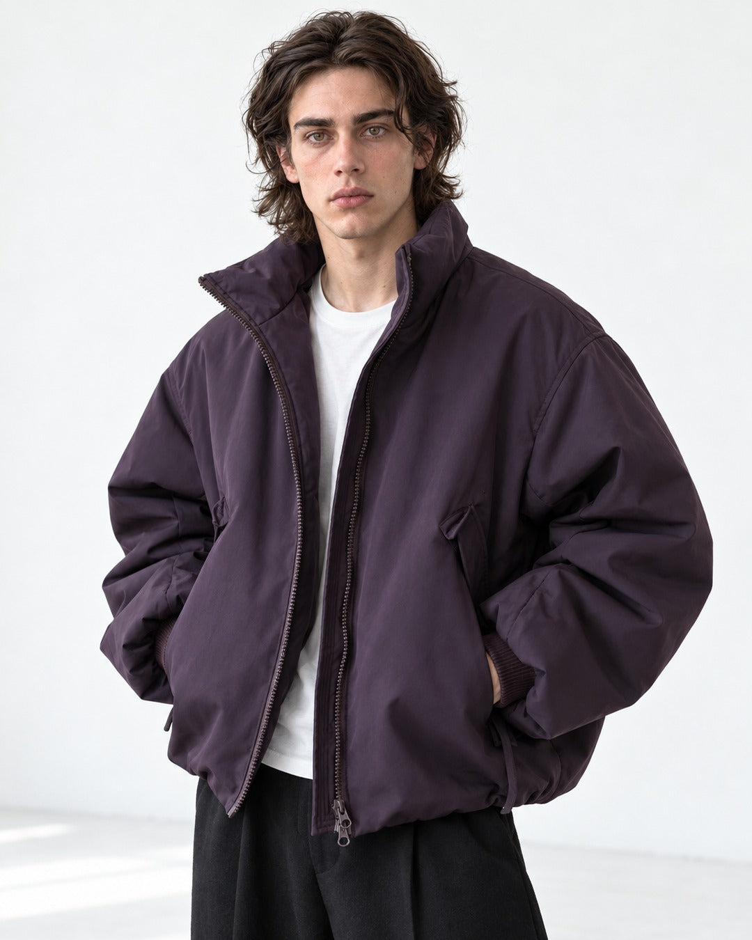 Stand Collar Drawstring Jacket