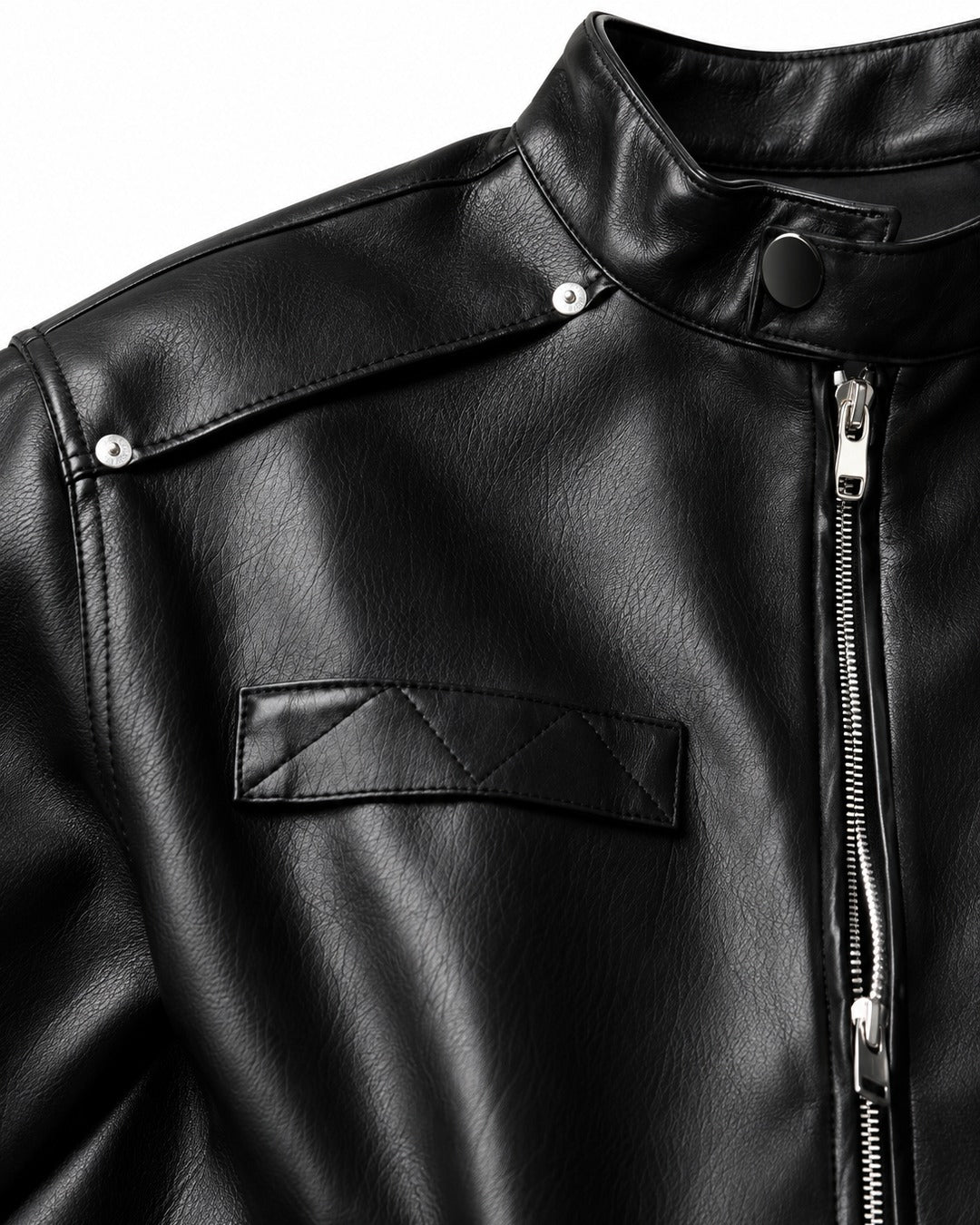 Snap Collar Buckle Hem Racer Jacket