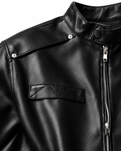Snap Collar Buckle Hem Racer Jacket