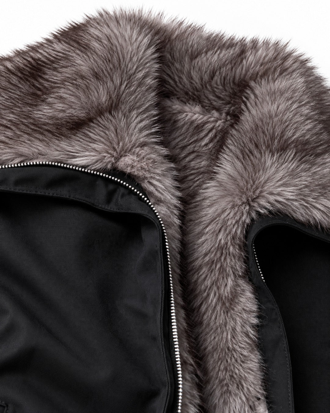 Oversized-Collar Zip Bomber Jacket