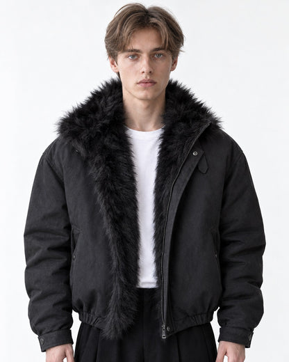 Trimmed Hood Charm Zip Bomber Jacket