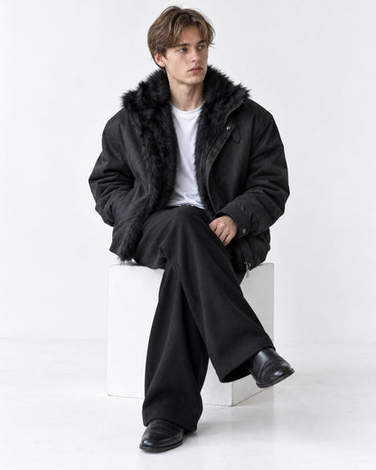 Trimmed Hood Charm Zip Bomber Jacket