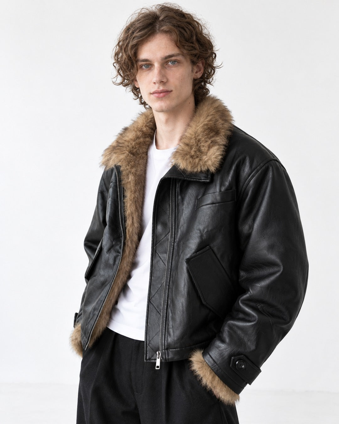Contrast Collar Diamond-Quilted Jacket