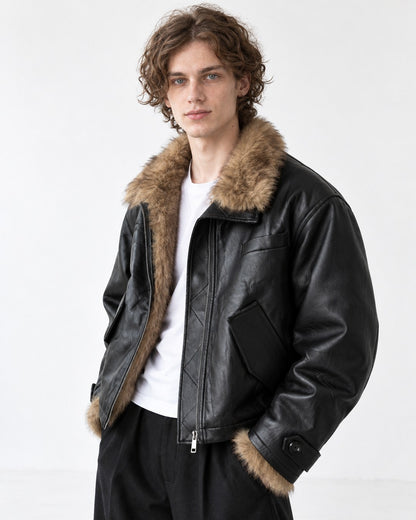 Contrast Collar Diamond-Quilted Jacket