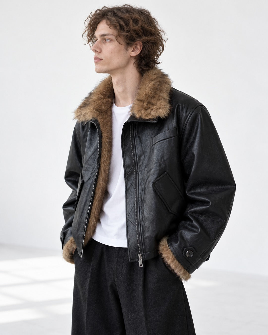 Contrast Collar Diamond-Quilted Jacket