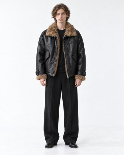 Contrast Collar Diamond-Quilted Jacket