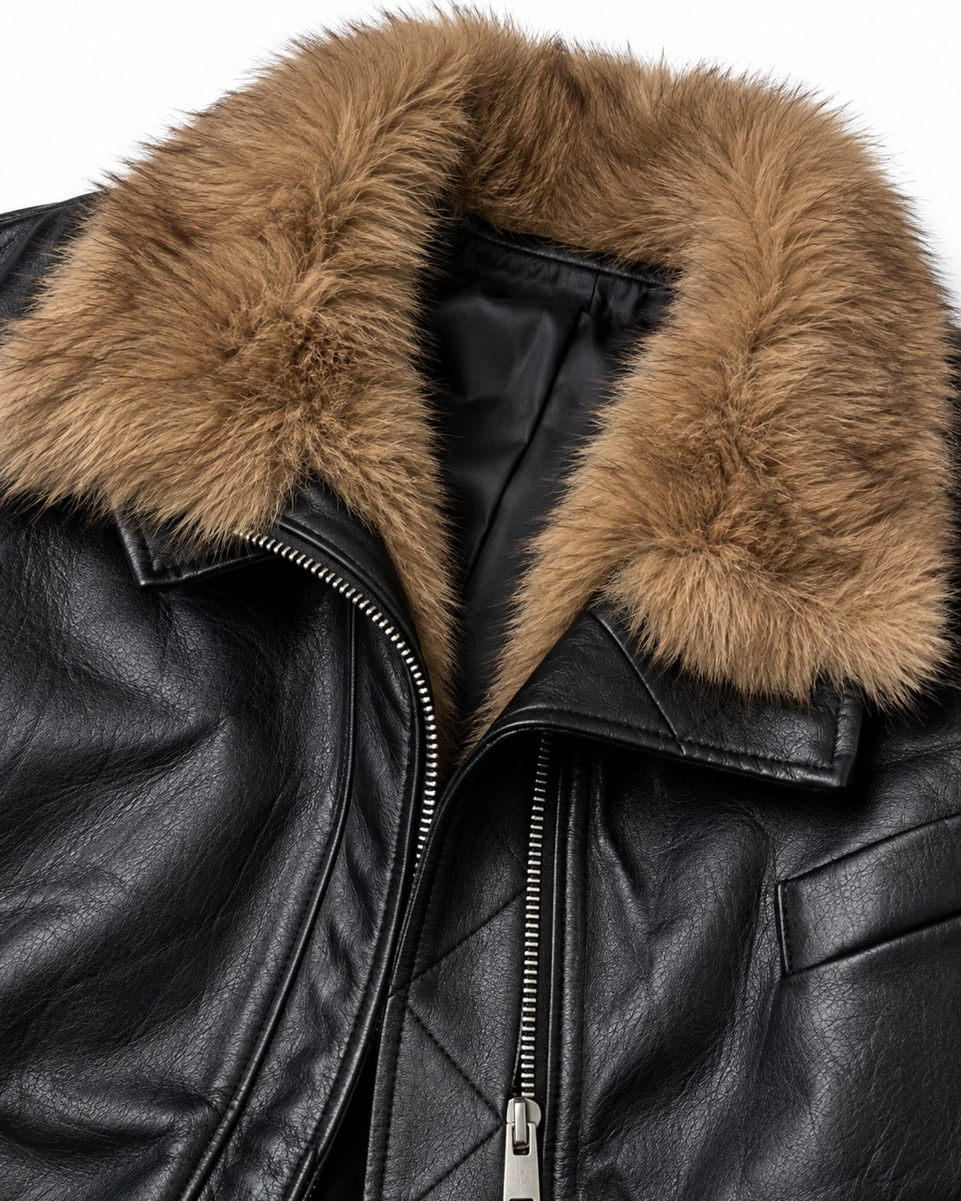 Contrast Collar Diamond-Quilted Jacket