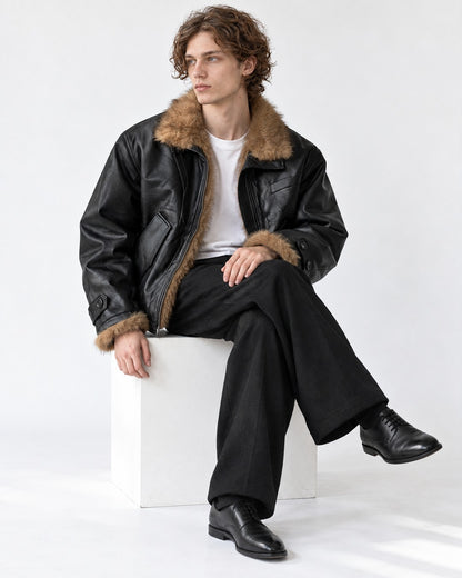 Contrast Collar Diamond-Quilted Jacket