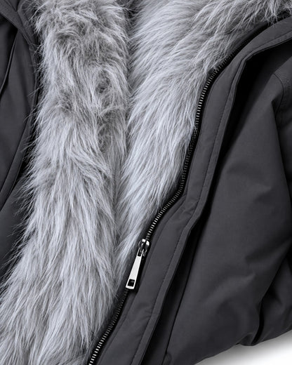 Drawstring Hood Trimmed Bomber Jacket