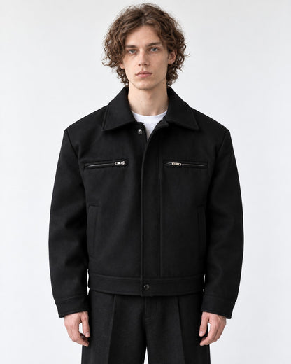 Snap Collar Dual Zip-Pocket Jacket