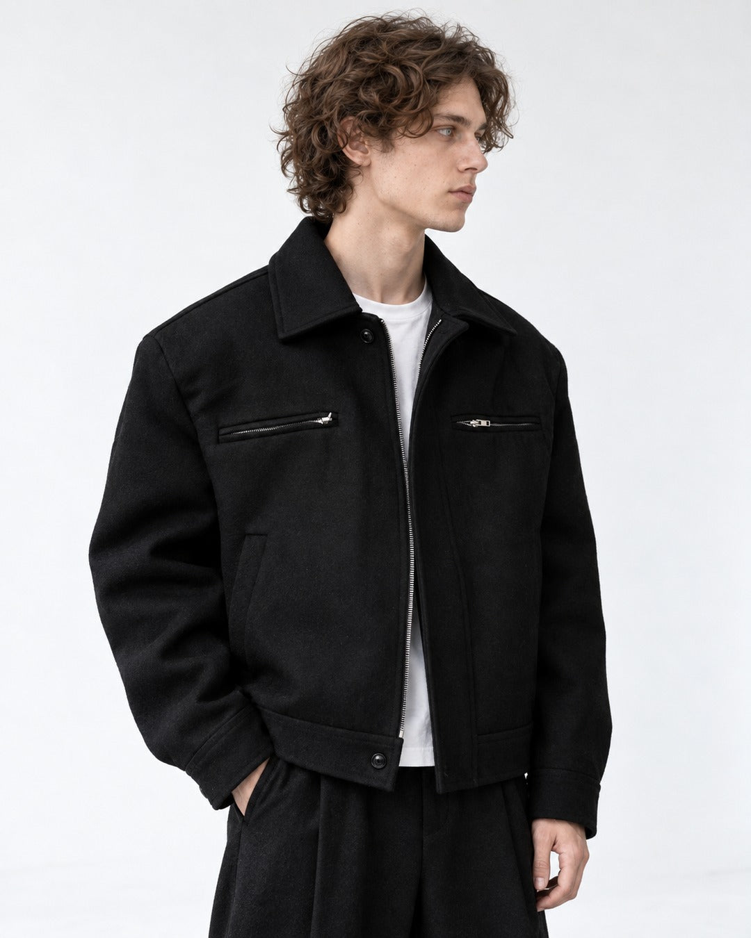 Snap Collar Dual Zip-Pocket Jacket