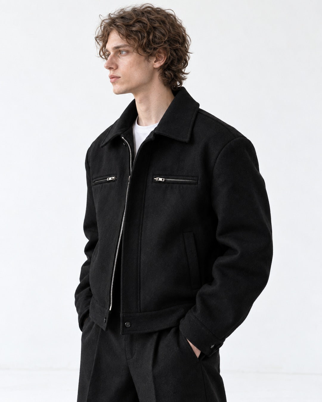 Snap Collar Dual Zip-Pocket Jacket
