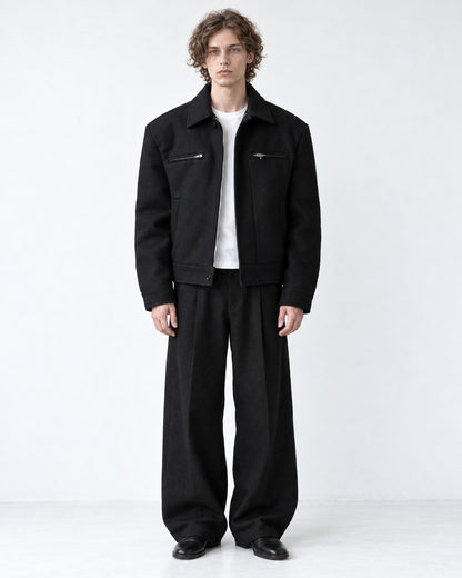 Snap Collar Dual Zip-Pocket Jacket