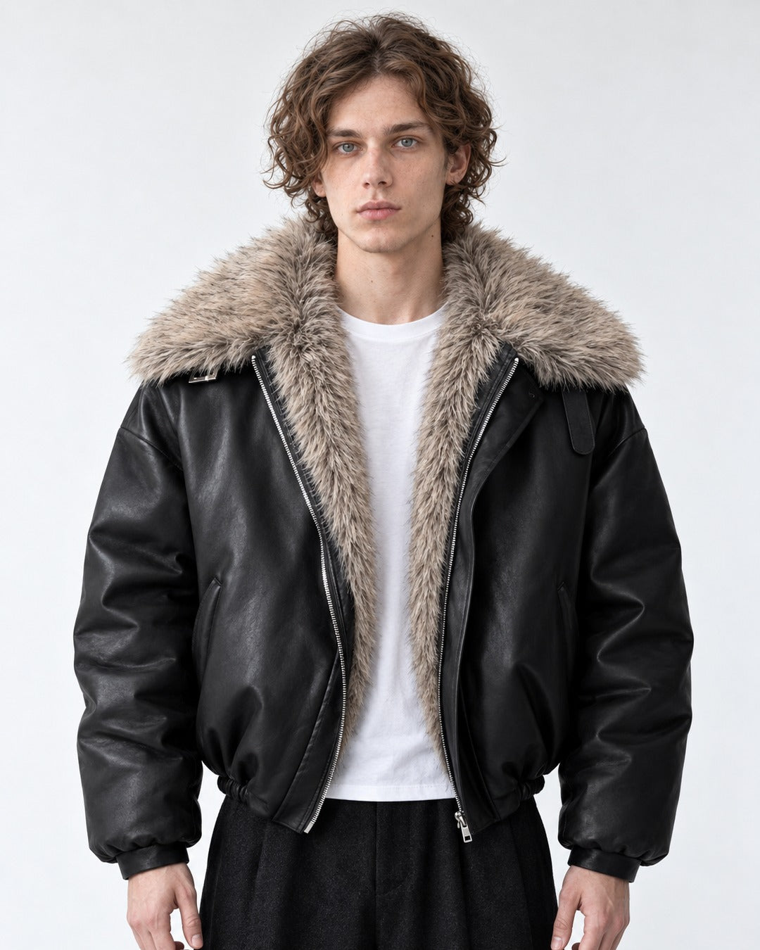 Shawl Fur-Collar Cropped Jacket