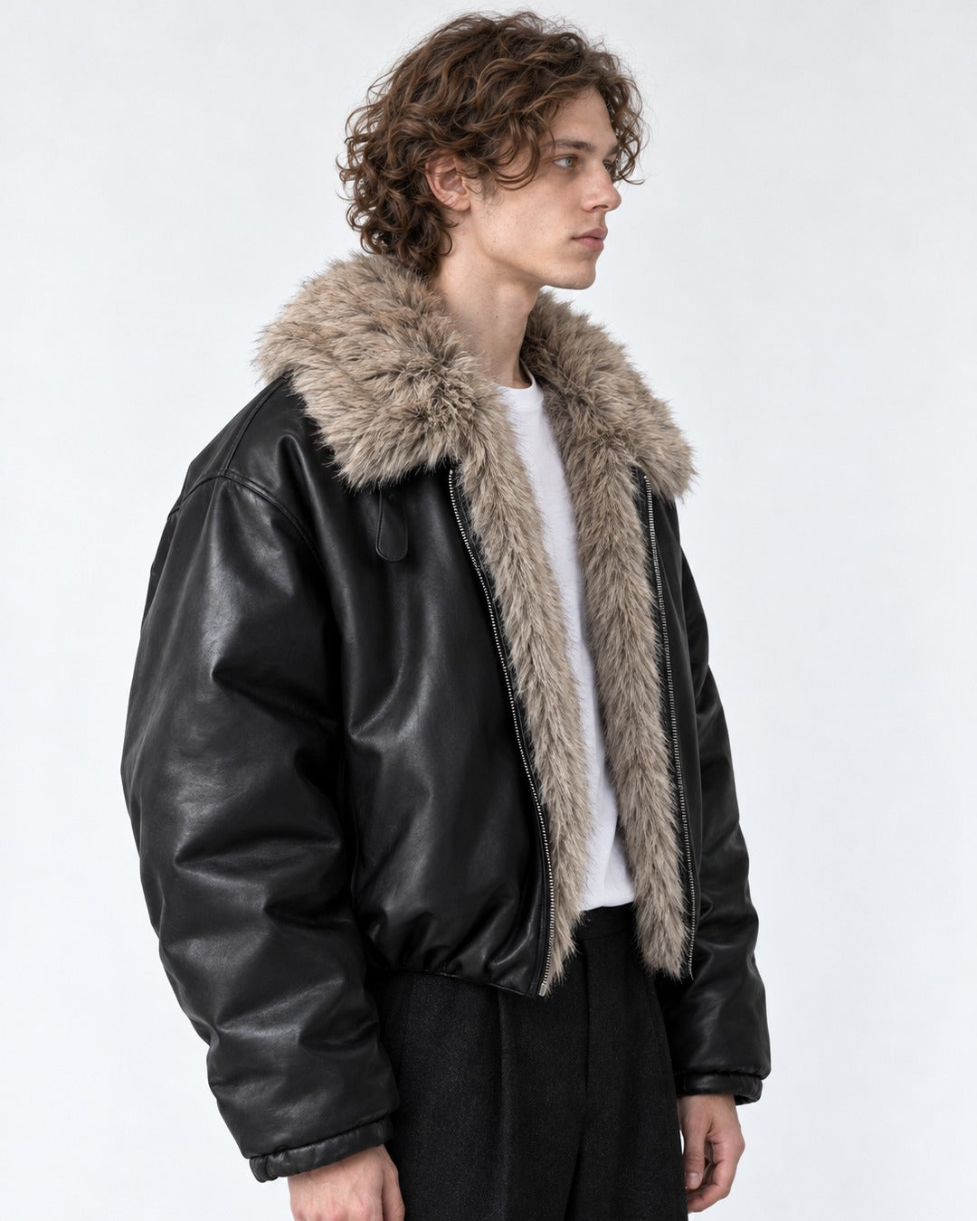 Shawl Fur-Collar Cropped Jacket